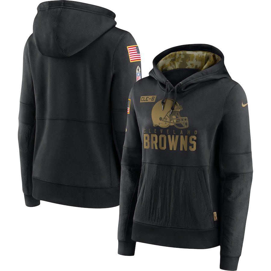 Women Cleveland Browns Black Salute To Service Hoodie Nike NFL Jerseys